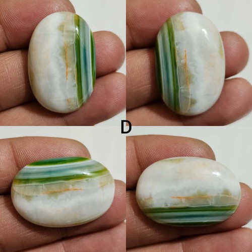 Piedra preciosa suelta única con bandas verdes mezcla de ágata forma cabujón para hacer joyas - Imagen 12 de 13