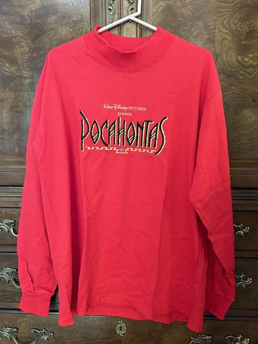 Vintage Disney's Pocahontas Red Mock turtleneck Crew Only Shirt XL Promotional - Picture 1 of 3