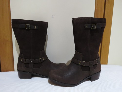 UGG® AUSTRALIA CADDIE STIVALI METÀ POLPACCIO IN PELLE MARRONE UK 4 EUR 35 USA 5 RRP £ 150 - Foto 2 di 23