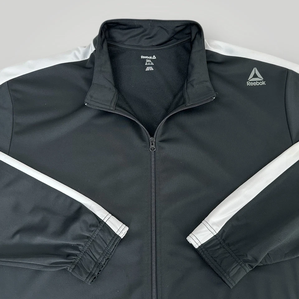 Reebok Black Track Jacket Men's Size 3XL Full Zip Logo Long Sleeves - Image 4 of 4