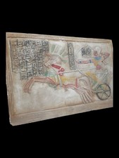 UNIQUE ANTIQUE ANCIENT EGYPTIAN stone Stela King Ramesses II chariot sculpture
