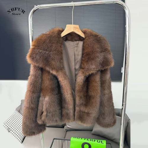 2024 Winter Coat New Fashion Fluffy Fur Coat Women High Street Luxury Big Fur Co