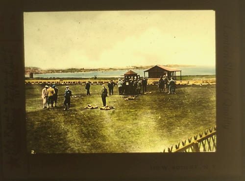 Very old magic lantern slide of St Andrews golf course in Scotland