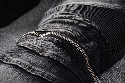 Herren Punk Style Schwarz Biker Hose Elastisch Stoff Slim Jeans Neu - Bild 7 von 10