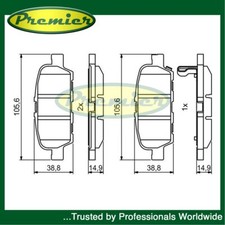 Set pastiglie freno posteriori Premier adatte a Nissan Juke 2014-2018 + altri modelli