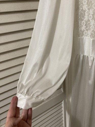 Vintage Long White Robe Size L Sheer Lace Bridal Cinema Etoile NWT VTG NOS - Picture 4 of 7