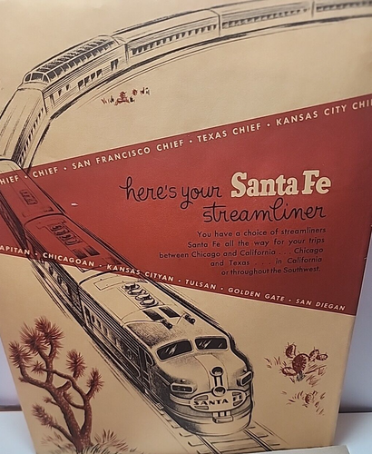 Vintage 50's SANTA FE RAILWAY Streamliner Children's Model Train Punch Out JBDS - Picture 3 of 5