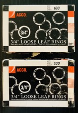 Acco Metal Book Rings 3/4" Diameter 100 Rings Box 72201 Pack of 2 NEW