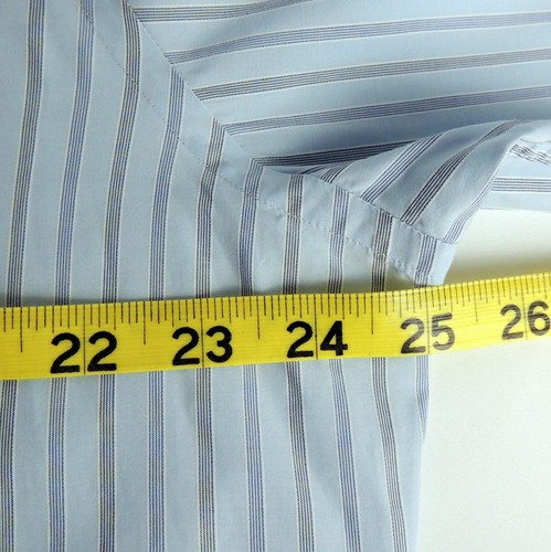 Hugo Boss Mens Dress Shirt 16.5 36/37 Long Sleeve Blue Stripes Regular Fit - Picture 9 of 11