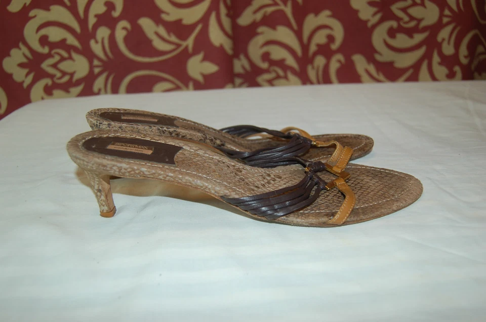 SportMax туфли коричневый змея кожи поскользнуться на котенка каблук женщин 39 сделано в Италии - Изображение 2 из 4