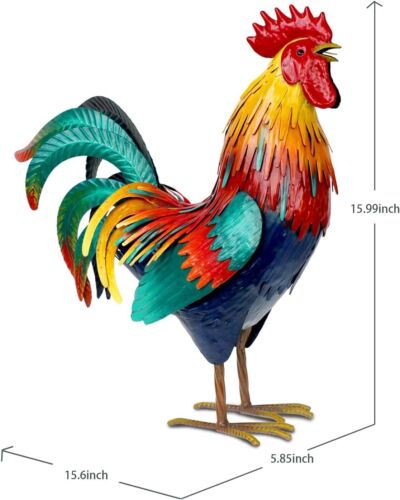 Metal Rooster Garden Statue Outdoor Decor Yard Art Chicken Decoration for Home - Picture 3 of 8