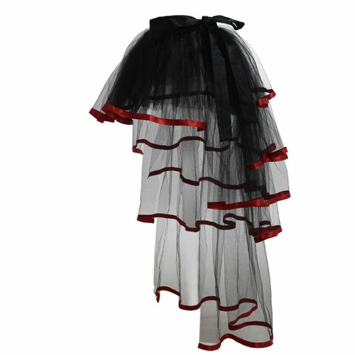 Women Petticoat Mesh Tulle Bustle Goth Skirt Burlesque Tutu Lace Rocky Skirt - Picture 15 of 18