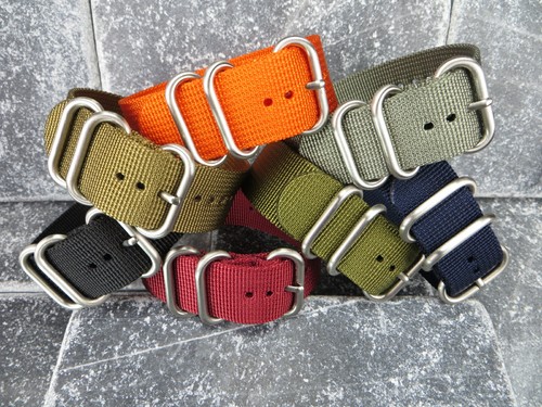 20mm Germany Ballistic Nylon Diver Strap 3 Rings Wrap Around Orange Watch Band G - Picture 5 of 6