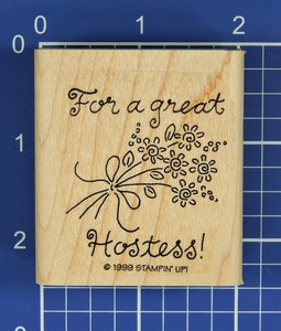 Stampin-Up-FOR-A-GREAT-HOSTESS-with-Flower-Bouquet-Mounted-Rubber-Stamp-EUC