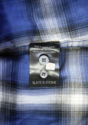 SLATE & STONE NEU MIT ETIKETT $ 178 L/S BAUMWOLLE FLANELL HELLBLAU WESTERN KARIERTES SHIRT. GRÖSSE L - Bild 7 von 8