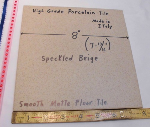 1 pc. Speckled: Smooth Porcelain Floor Tile 8" X 8" Light Beige + Gold Specks - Picture 7 of 10