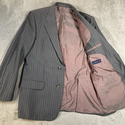 Hugo Boss Jacket Mens 46 Long Grey Wool Mohair Silk Zegna Gable Vegas Pinstripes - Picture 6 of 20