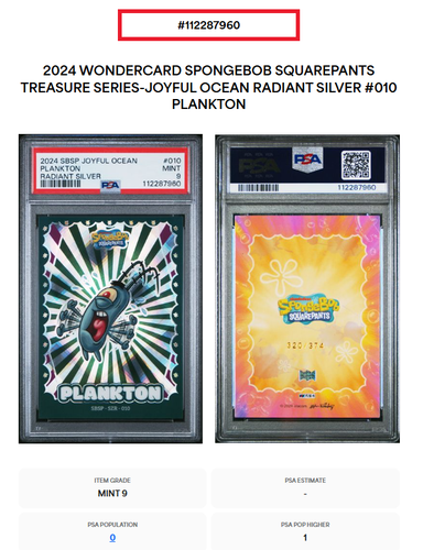 2024 WONDERCARD SPONGEBOB SQUAREPANTS TREASURE SERIES-RADIANT SILVER 10 PLANKTON - Picture 3 of 4
