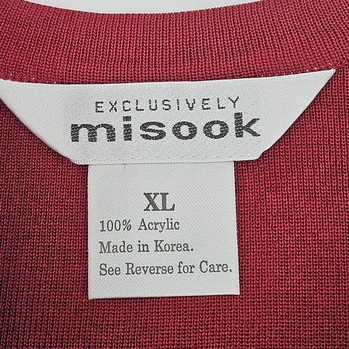 Camiseta sin mangas Misook de punto acrílico con cuello redondo roja para mujer talla 1X minimalista - Imagen 5 de 8
