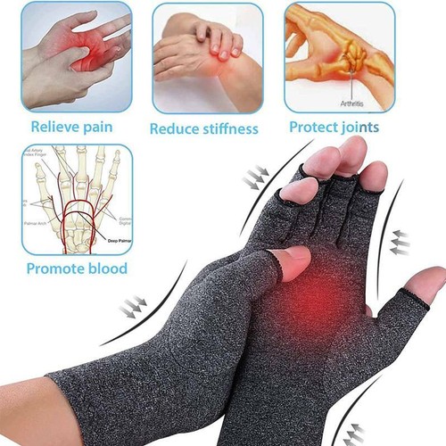 Guantes de compresión de cobre túnel carpiano artritis aparato ortopédico terapéutico alivio del dolor - Imagen 4 de 14