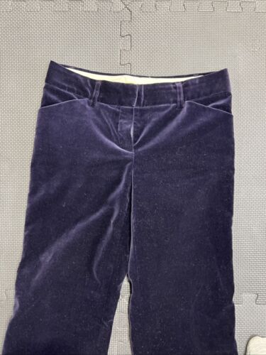 Theory Velvet Pants Women Size Large Purple Stretch Flared Low Rise - Picture 3 of 12