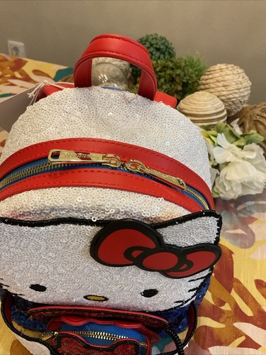 Loungefly Sanrio Hello Kitty 50th Anniversary Phone Sequin Cosplay Mini Backpack - Picture 6 of 12