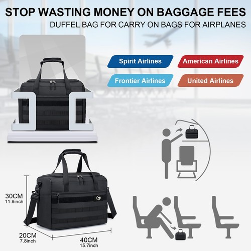 Travel Duffle Bag for Women or Men24L Carry On Bags for Airplanes 16x12x8inch... - Picture 4 of 7
