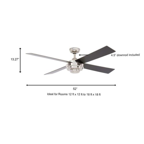 Hampton Bay Ceiling Fan 52" AC Motor 3-Speed Reversible Blade Liquid Nickel - Picture 4 of 5