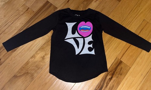 NWOT CHASER GIRLS BROWN LOVE L/S TEE SIZE 12 LD2 - Picture 1 of 4