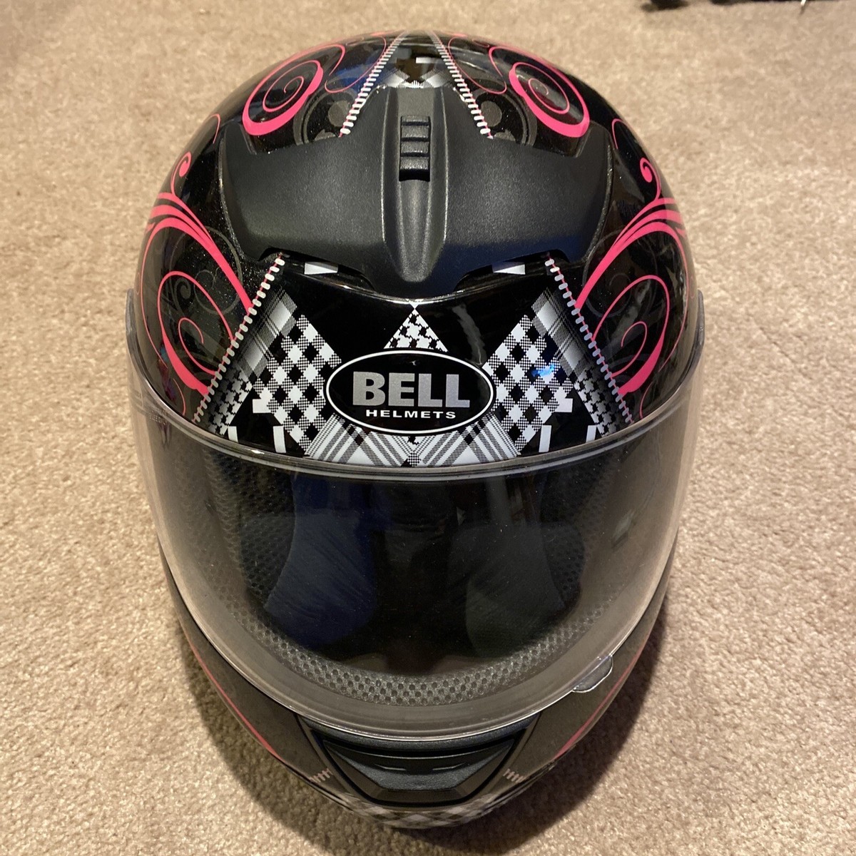 Women's Graphic Bell Zipper Motorcycle Bike Helmet Pink Size
