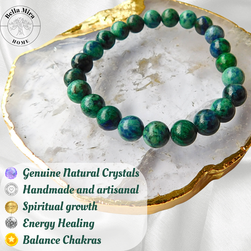 Azurit 8 mm Perlenarmband drittes Auge Chakra Heilung Intuition Angst Kristall - Bild 2 von 7