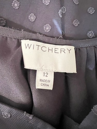 Witchery Dress Size 12 / US8 Clip Dot Femme V-neck Semi Sheer Midi - Picture 2 of 11