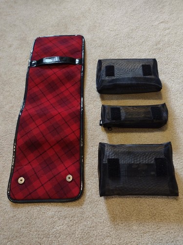 Bath & Body Works Red/Black Tartan Plaid Travel Toiletry Bag Organizer with mesh - Picture 4 of 8