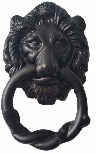 Nuvo Iron Antique Look Lion Head Iron Heavy Duty Ring Fancy Door Knocker - Black - Foto 5 di 11