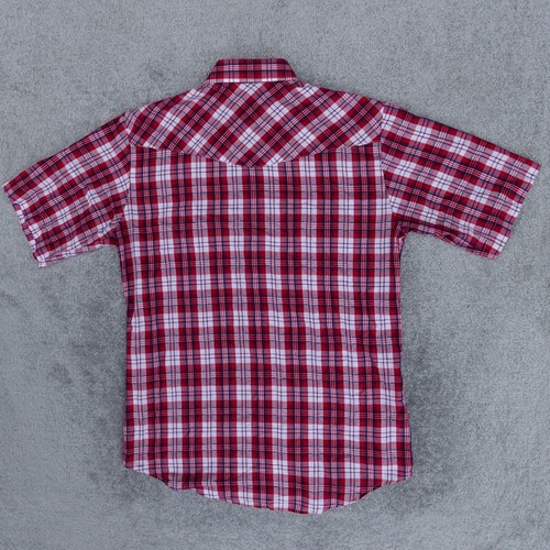 Roper Shirt Mens Medium Red Plaid Pearl Snap Short Sleeve Western Cowboy Pockets - Picture 6 of 9