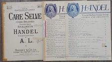 HANDEL: 3 SHEETS, HIGH VOICE: Angels Ever Bright, Care Selve, Where'er You Walk