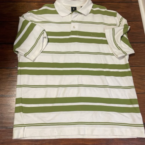 Kani Poloshirt gold gestreift grün und weiß. Big & Tall Herren Größe 2x. Retro.
