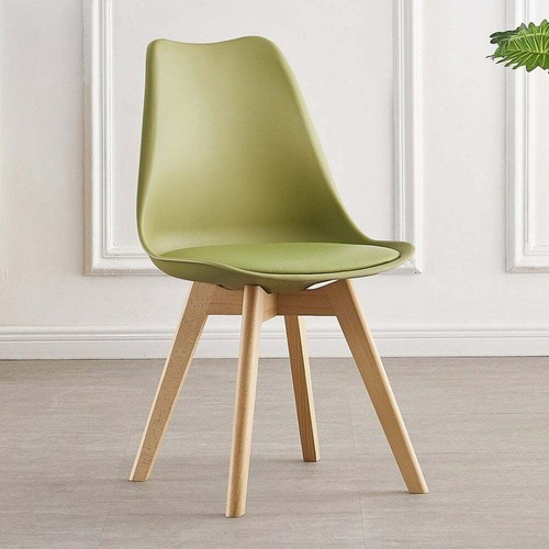 Tulip Dining Chair Padded Seat Eiffel Wood Legs (SETS OF 1,2,4) Jamie Lorenzo - Picture 18 of 19