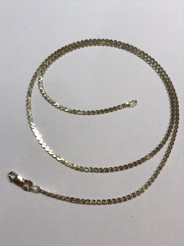 14K Yellow Gold S Link Chain Necklace 18.5 Inch 2mm 5.9 Grams, Marked 585 Italy - Picture 1 of 9