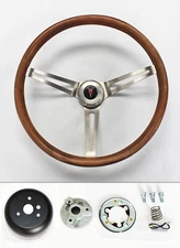 1967 1968 Grand Prix GTO Firebird 15" Stained Wood Grip Stainless Steering Wheel