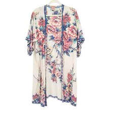 Flying Tomato Womens Boho Floral Lightweight Beachy Open Front Kimono Size S/M