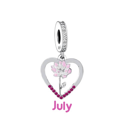 BIRTHSTONE BIRTHFLOWER BIRTHDAY MONTH CHARM 💜 GENUINE 925 STERLING SILVER - Picture 8 of 24