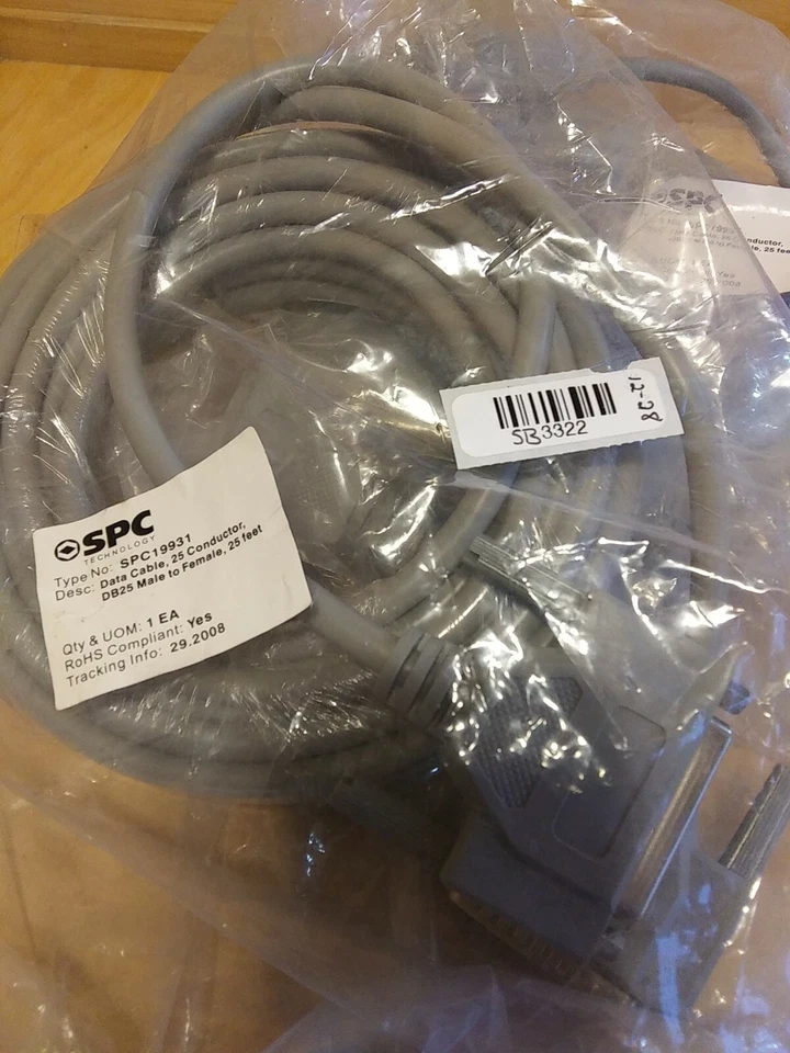 SPC Technology SPC19931 Male to Female Data Cable. 25ft. 25pin (Lot of 2) - Image 2 of 4