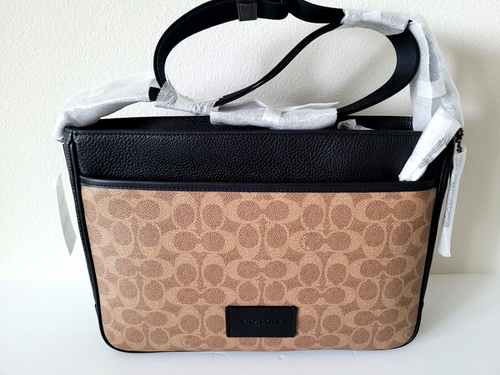 COACH CV761 District Crossbody Bag Signature Canvas Tan/Black NEW🎀NWT🎁NIP - Picture 4 of 20