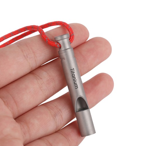 Titanium Safety Whistle W/ Cord Emergency Whistle for Kayak Rescue Signaling - Picture 3 of 10