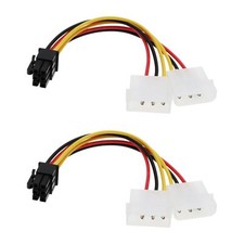 2pcs PCI-E 6 Pin to Dual 4 Pin Molex Power Cable Adapter Graphics Card Power ...