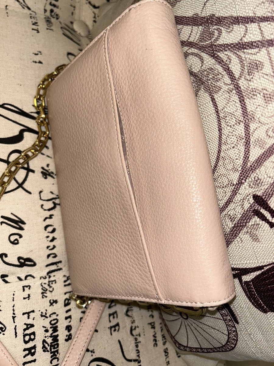 Tory Burch mercer chain wallet light oak pink pebbled leather