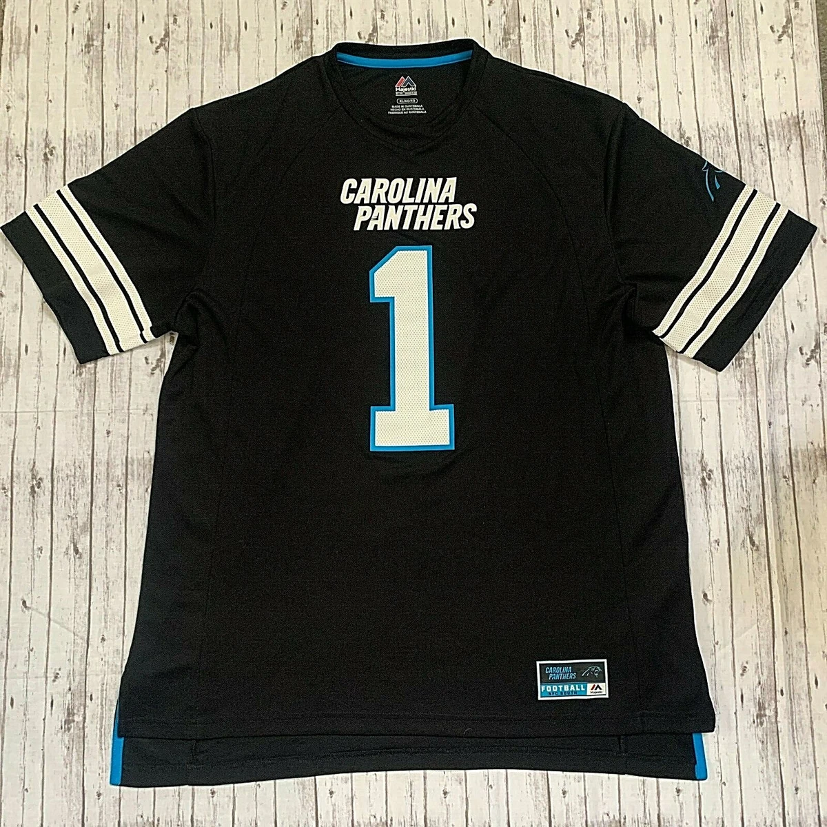 Carolina Panthers Tee T Shirt Cam Newton #1 Men's Size XL Black