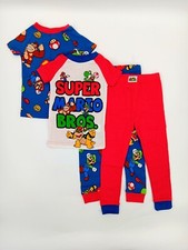 Super Mario Pajamas Boys XS 4/5 Cotton 4-Piece Nintendo Gaming Kart Sleepwear