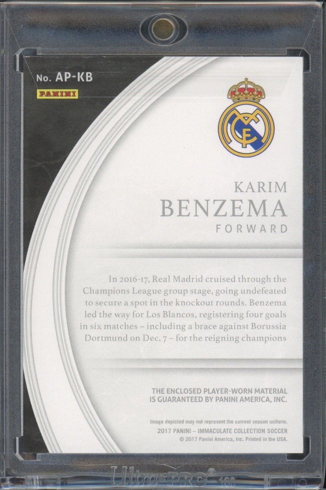 Karim Benzema 2017 Panini Immaculate Collection Acetate Patches #'d 18/35 - Picture 2 of 2